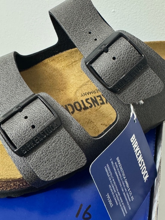 NEW Birkenstock Arizona Anthracite Pull Up Birko Flor Unisex Sandal EU 44 Men 11